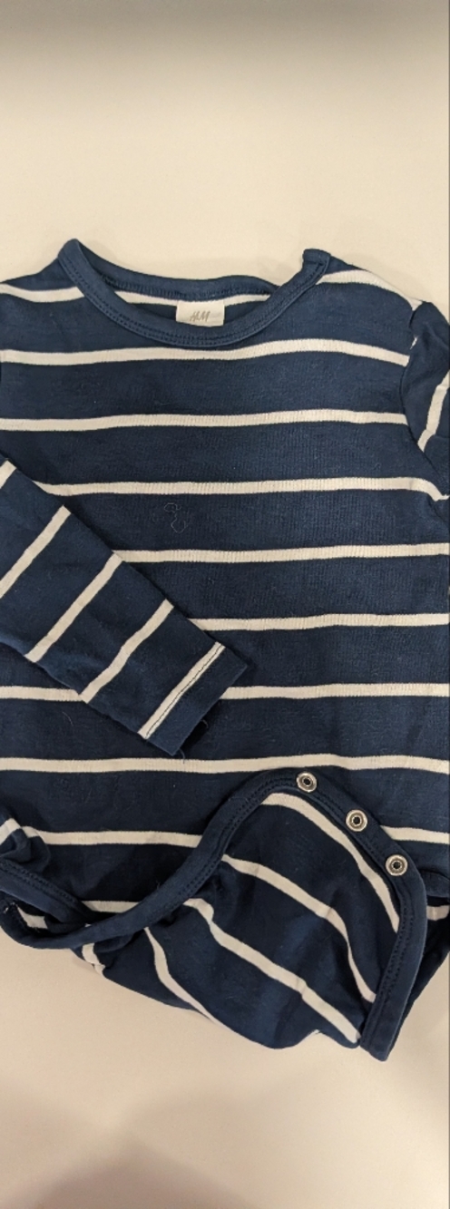 Navy Blue and White Striped Long Sleeve Top H&M 12m